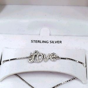Sterling silver diamond encrusted love bracelet